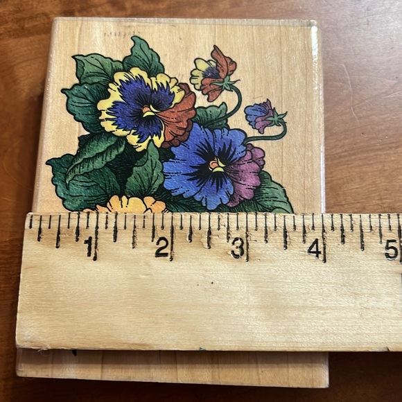 Stampendous Rubber Stamp Pansy Patch Flowers Open Line Design 5.25”x4” - Picture 9 of 9